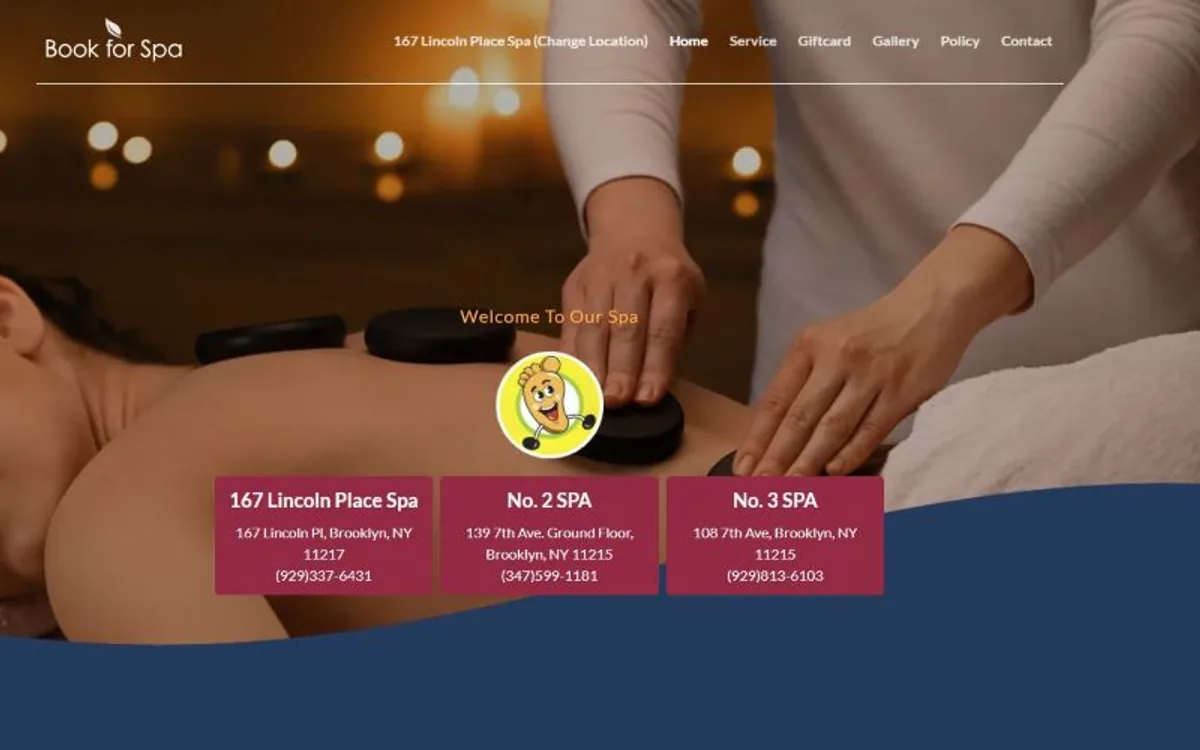 Book for Spa 客户网站首页封面