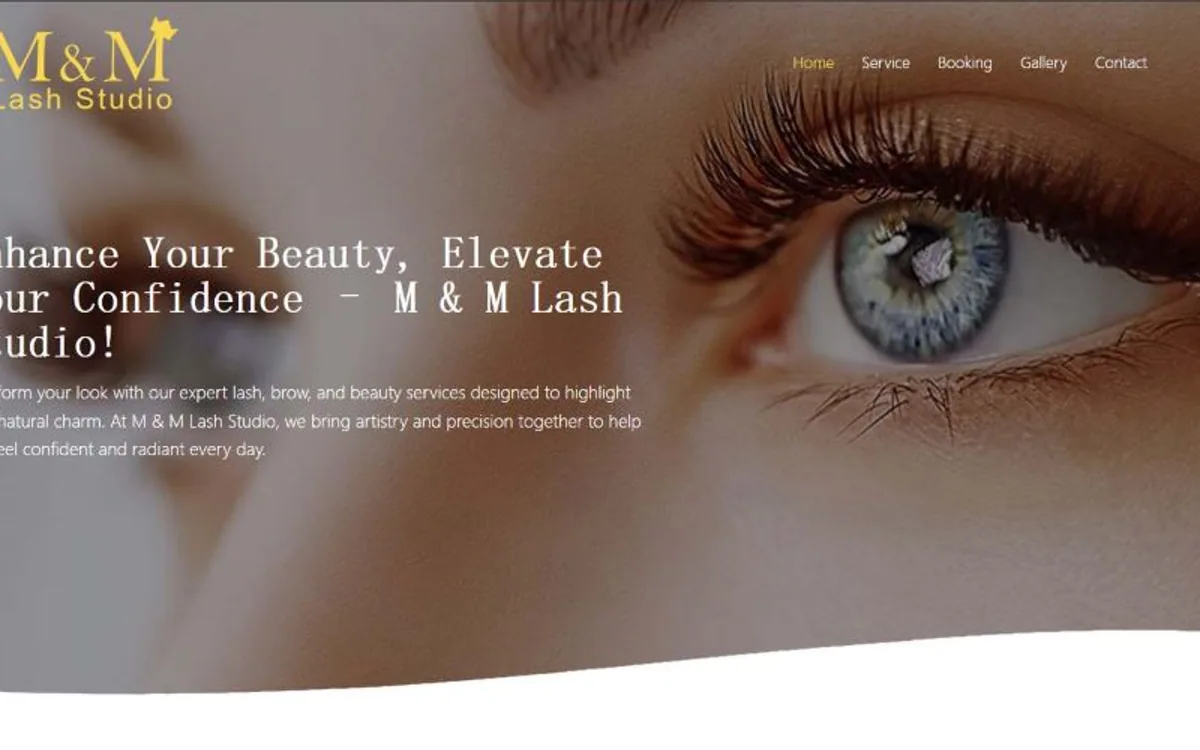 M & M Lash Studio 客户网站首页封面