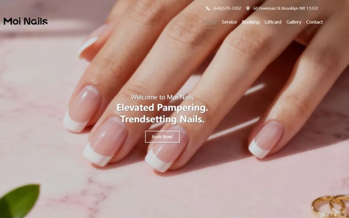 Moi Nails 客户网站首页封面