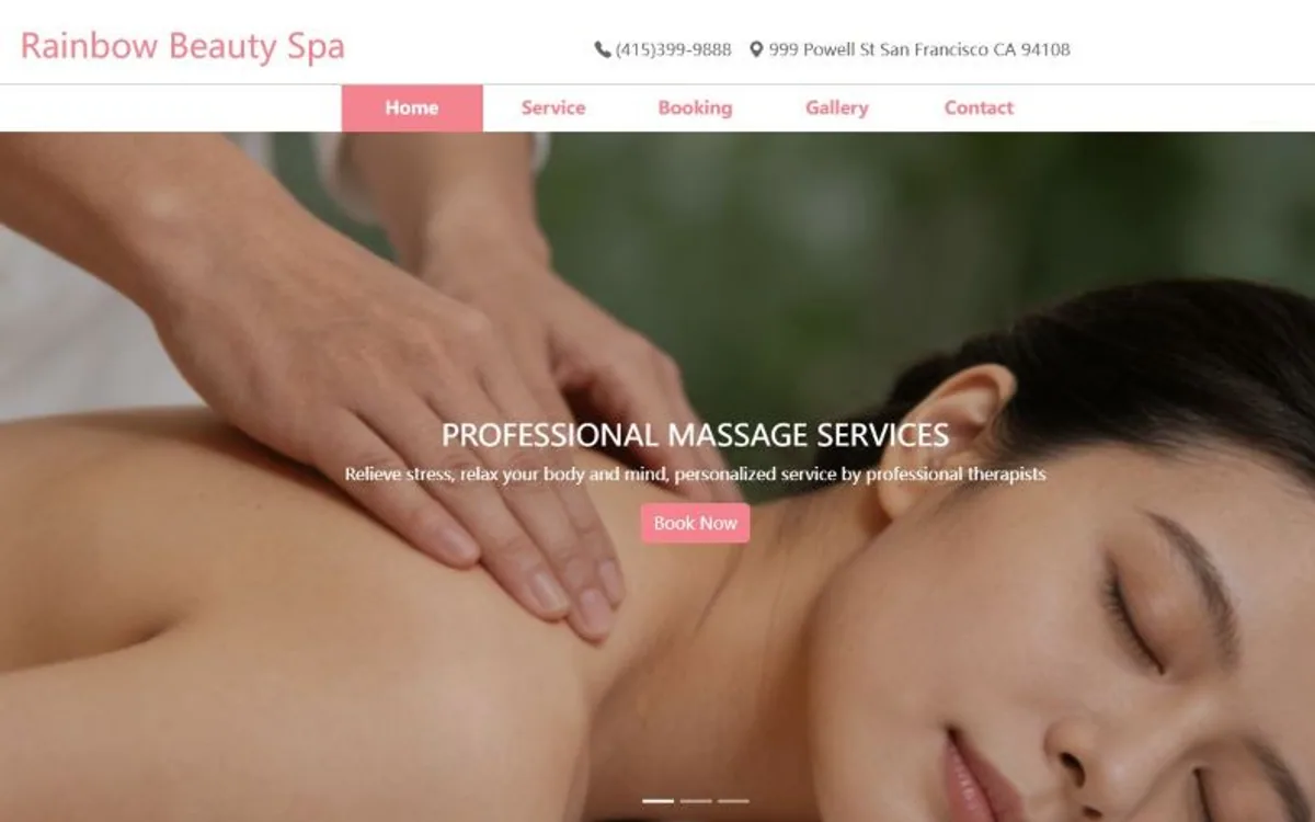 Rainbow Beauty Spa 客户网站首页封面